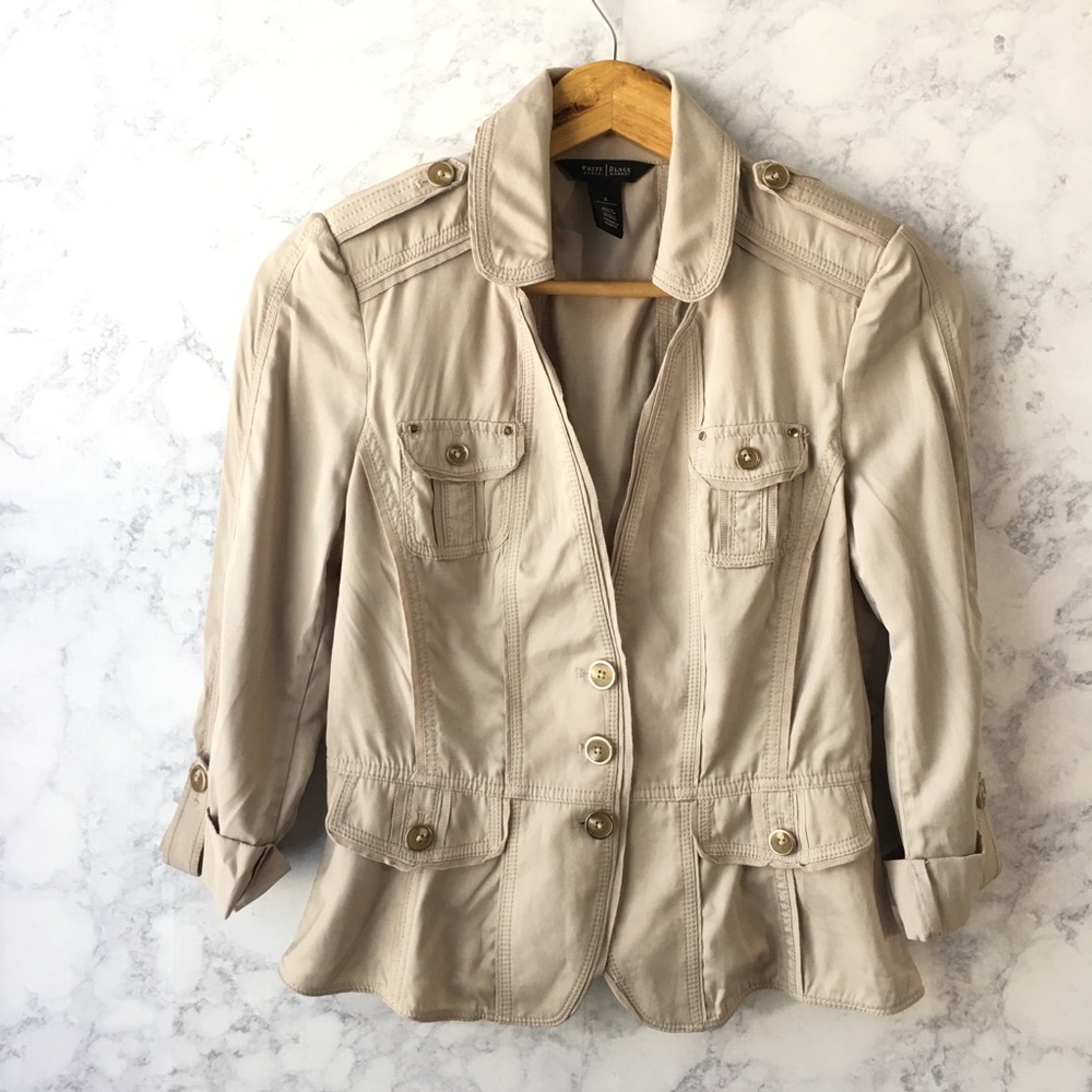 White House Black Market Tan Bomber Jacket